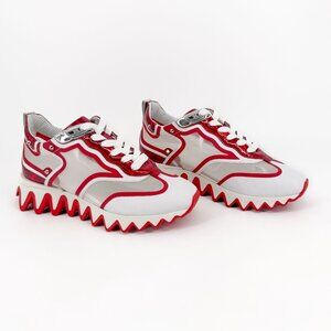 Christian Louboutin Sharkina Mesh Sneakers White Red Size 38.5 US 8.5 Women's
